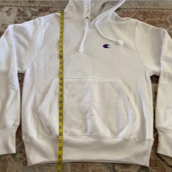Champion Men’s Reverse Weave Heavyweight Hoodie Sweatshirt Size Small White New - Picture 15 of 16